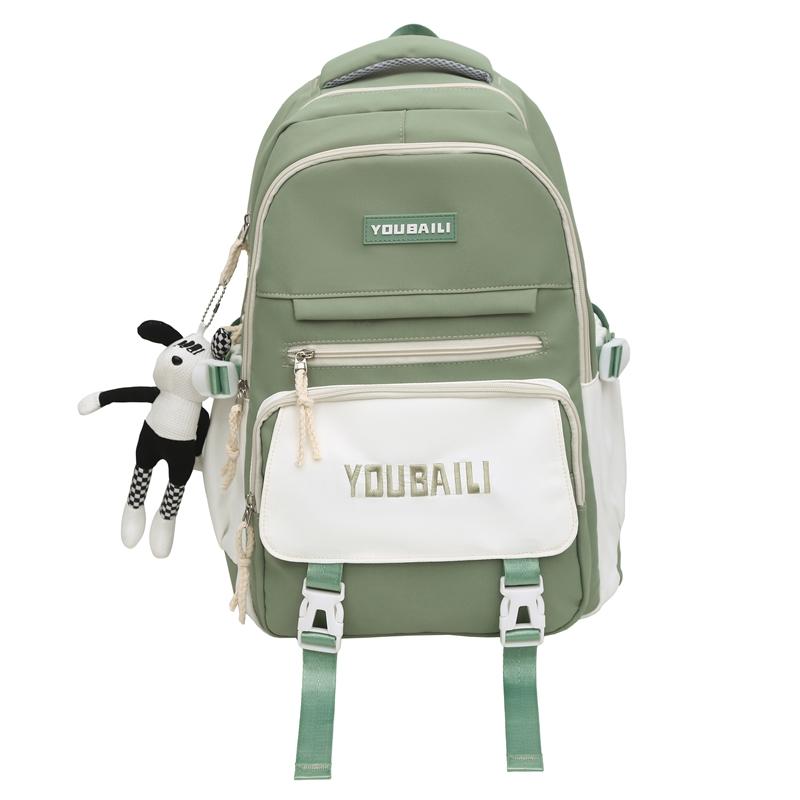 Women Contrast Color Stitching Backpack High School Students Schoolbag Men Large Capacity Backpack