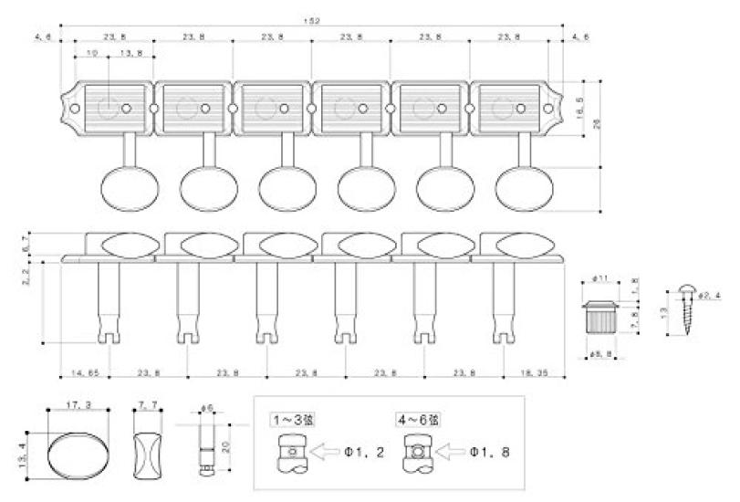 GOTOH Guitar Tuners, Magnum Lock, 6L, Nickel (21333NYX) SD91-MG-05M-L-N