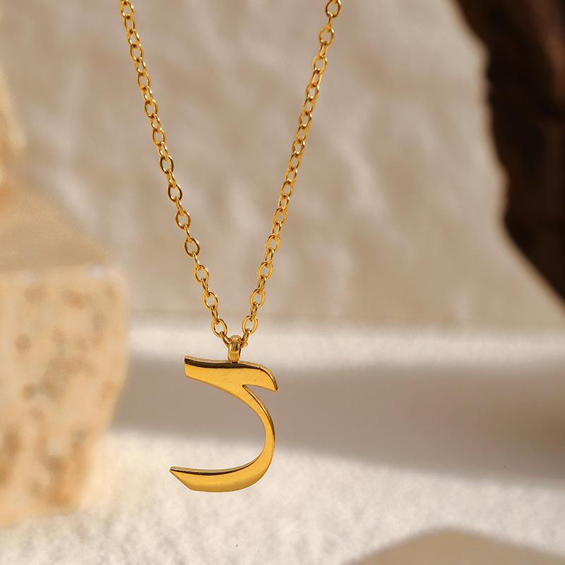 Hot Selling 18k Arabic Letter Pendant Stainless Steel Necklace Stylish Simple Titanium Steel Clavicle Chain