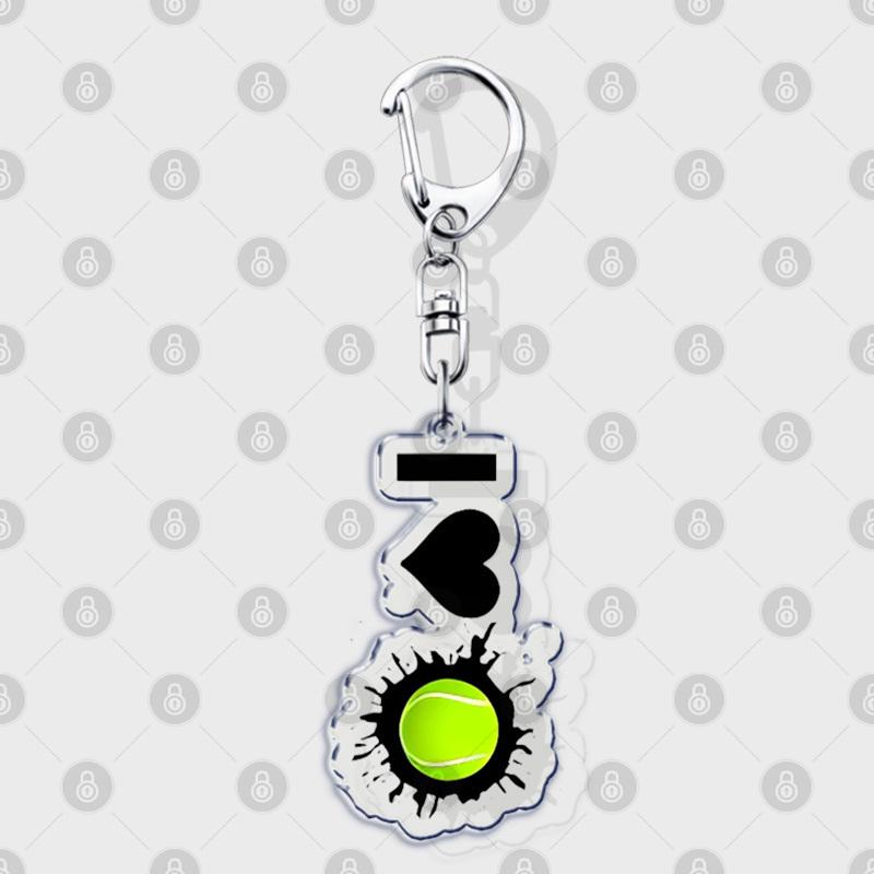 Hobby Sports Lover Tennis Ball Keychains for Accessories Bag I Love Bike Car Keyrings Jewelry Friends Father Boyfriends Gifts