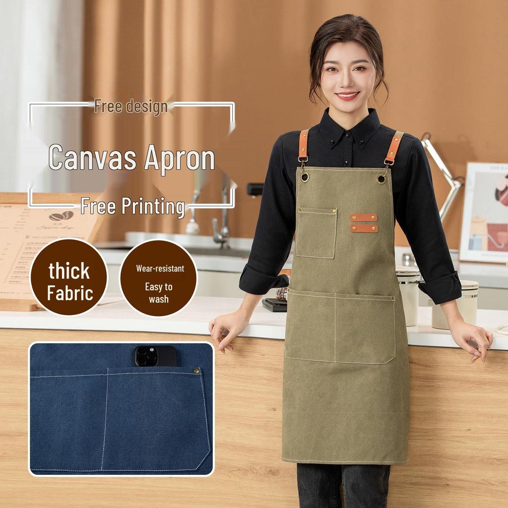 Custom Logo Denim Apron for Coffee Shops & Nail Salons - Thick Canvas Workwear