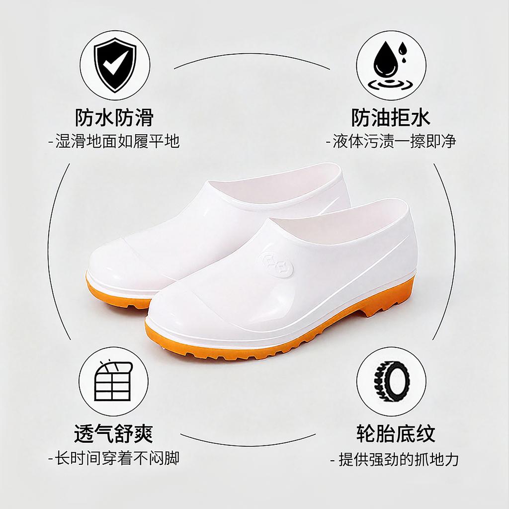 Food Men's Low Top Light Mouth White Water Shoes Spring and Autumn Couple Rain Shoes Kitchen Waterproof Glue Shoes Work Shoes Glue Shoes Women
