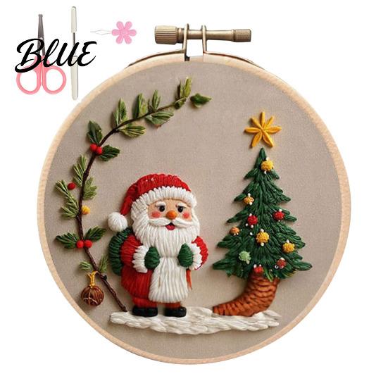 Handmade Christmas Embroidery Set with Santa Claus Landscape Starter Kit Winter Adult Craft Pattern Threads
