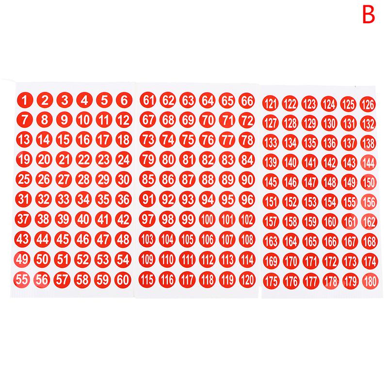 3Sheets Number Sticker 1-180 Label For Nail Polish Color Round Hologram Marking