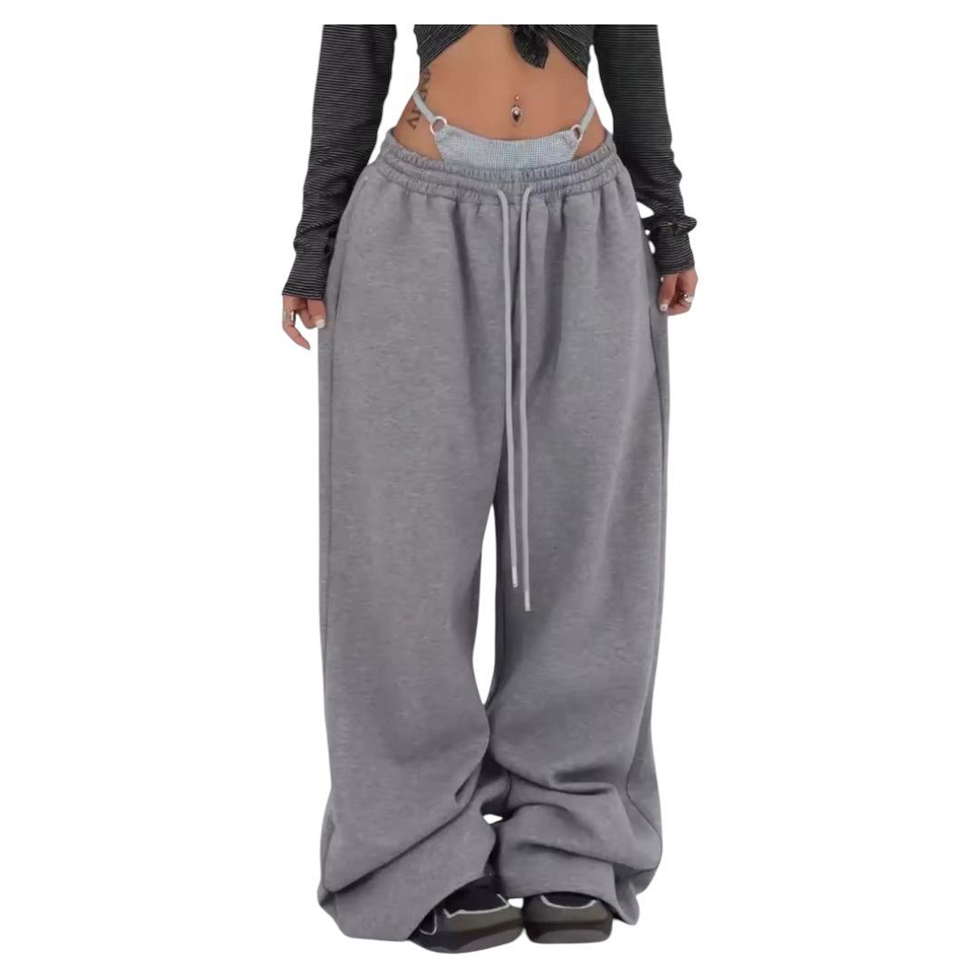 

Women s 2026 Spring/Autumn Street Dance Casual Wide-Leg Sweatpants: Loose Fit, Straight-Leg Versatile Pants 2XL темно-серого