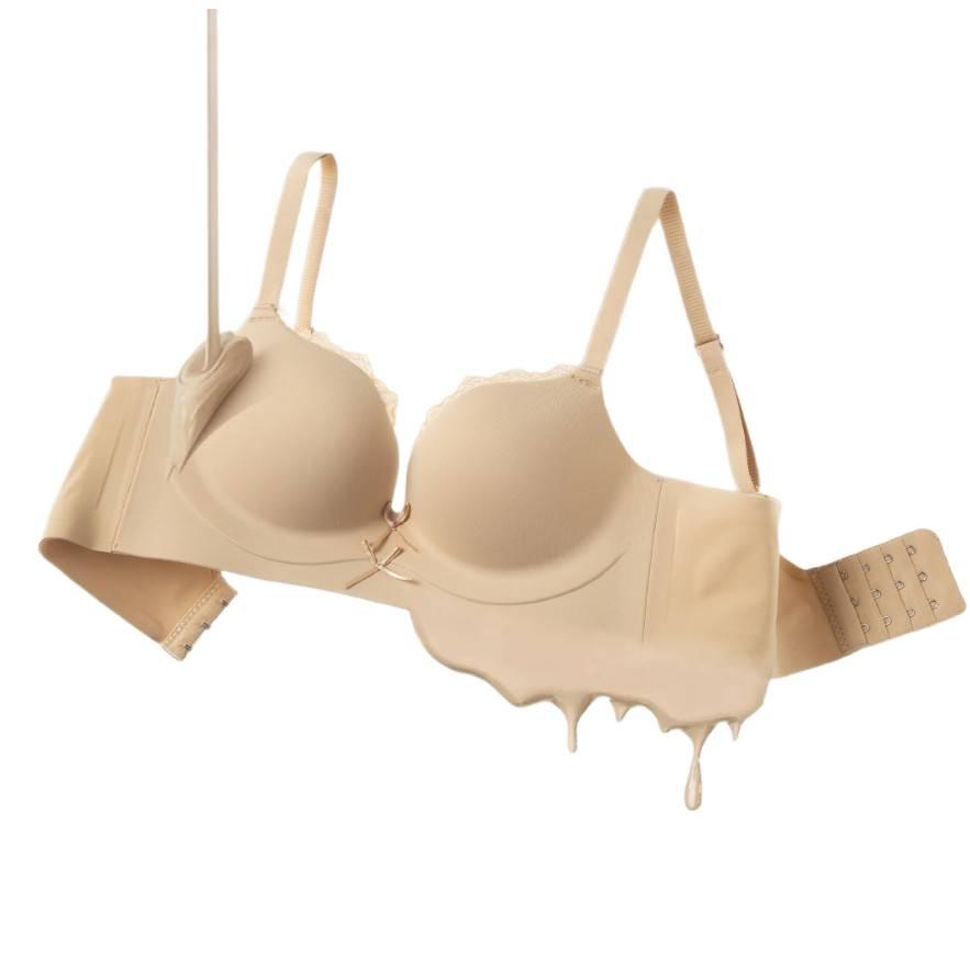 Red Series Seamless Push-Up Bra Set for Women - Side Support, No Underwire, Sexy Thin Hollow Out Design