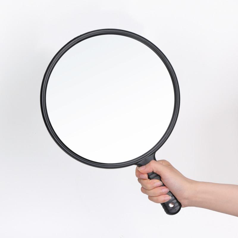 Large-sized Handheld Mirror for Beauty and Hair Care, Round Handle, Makeup and Rearview Mirror