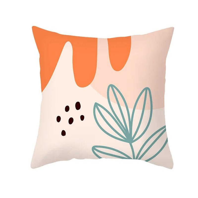 Office Living Room Home Pillowcase Morandi Geometric Leaf Print Pillowcase Car Ornaments