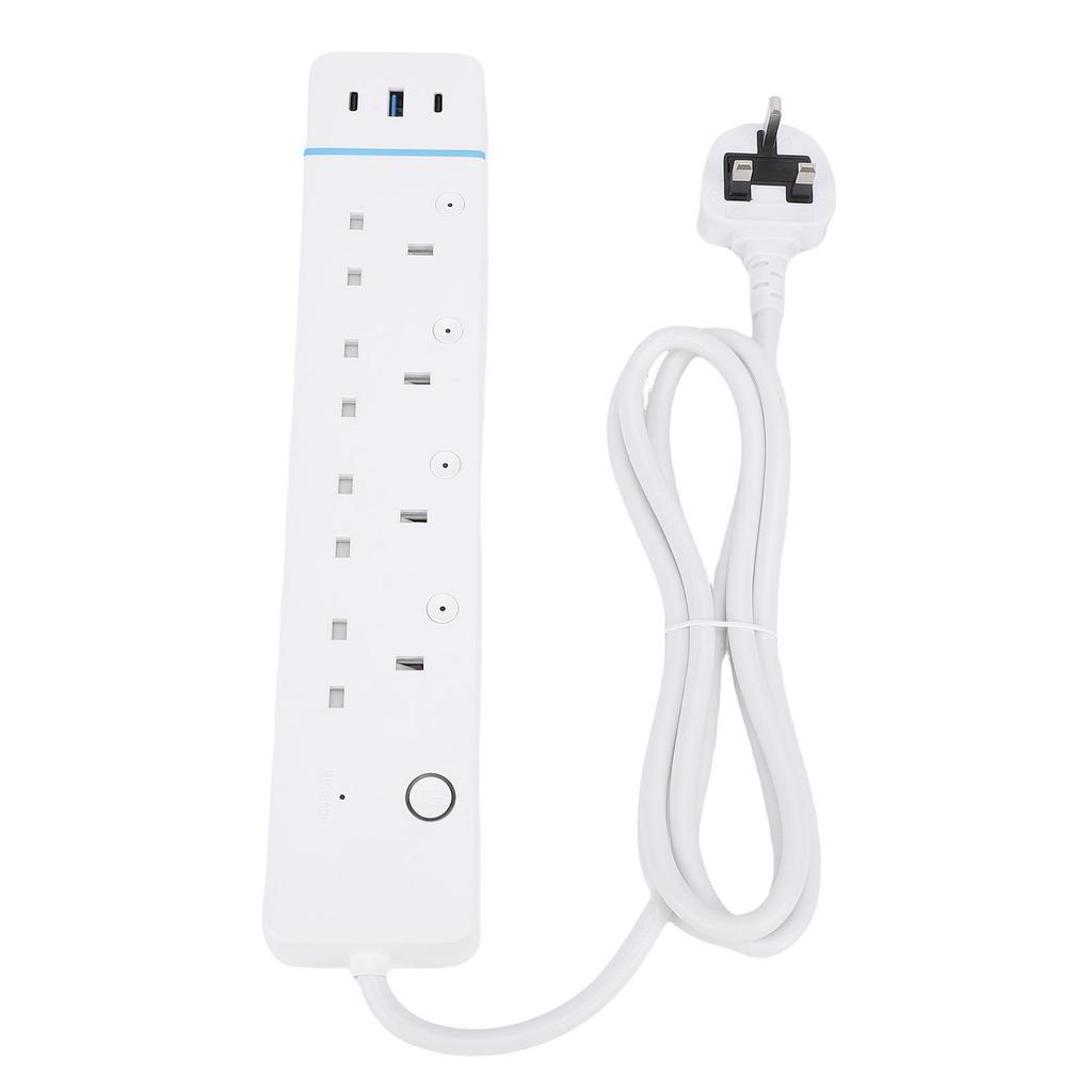Smart strømskinne for APP WiFi Smartplugg Strømskinne med 4 individuelt kontrollerte uttak og 3 USB-porter for hjemmet
