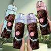 1PC Brown Labrador Retriever Dog 750ml Color Plastic Sports Water Bottle Leakproof Flip Straw Lid Suitable for Sports Office Home Use