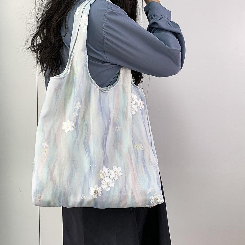 Embroidery Literary Ink Painting Small Fresh Canvas Bag