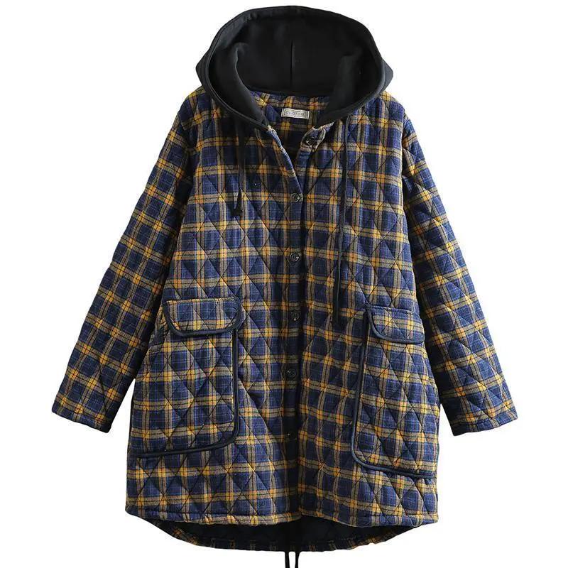 Plus Size Cotton-padded Coat Women's Winter Clothes Mid-length Jacket Women's Autumn and Winter Literary Retro Loose Thick Cotton-padded Coat