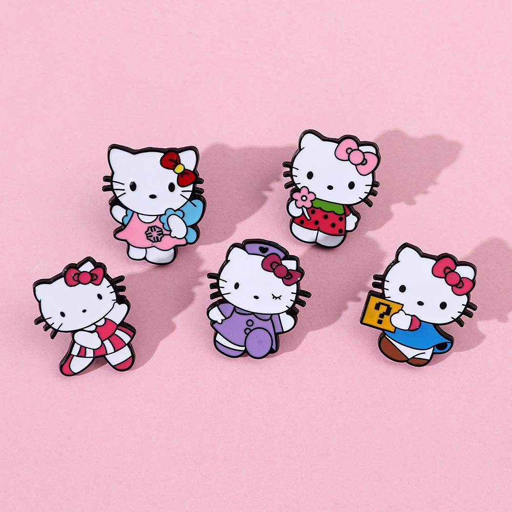 Japanese kt cat brooch Sanrio metal badge cat alloy drip bag pin
