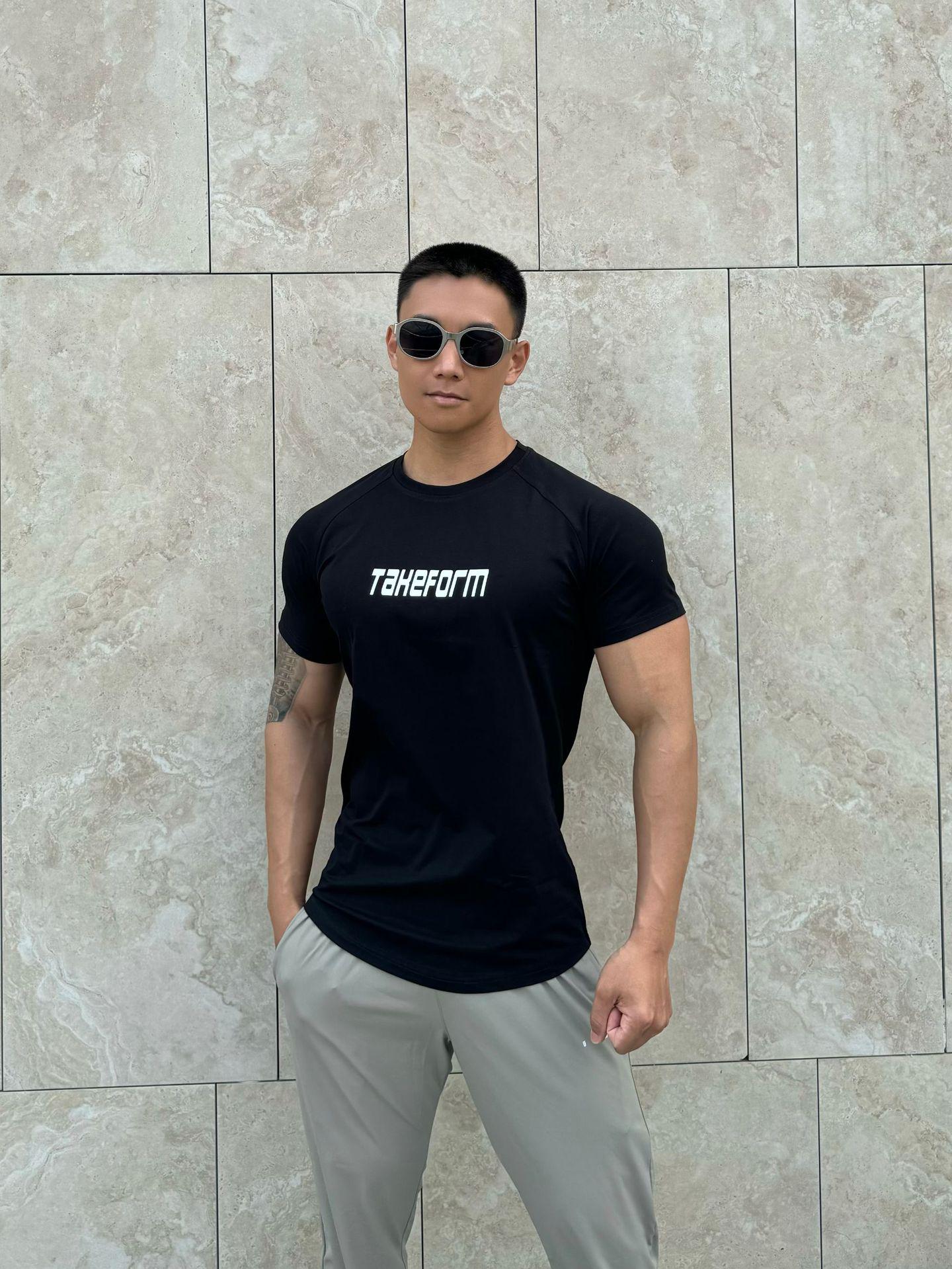 

TAHEFOTM Мужская эластичная фитнес-футболка для бега с коротким рукавом DX-4 M