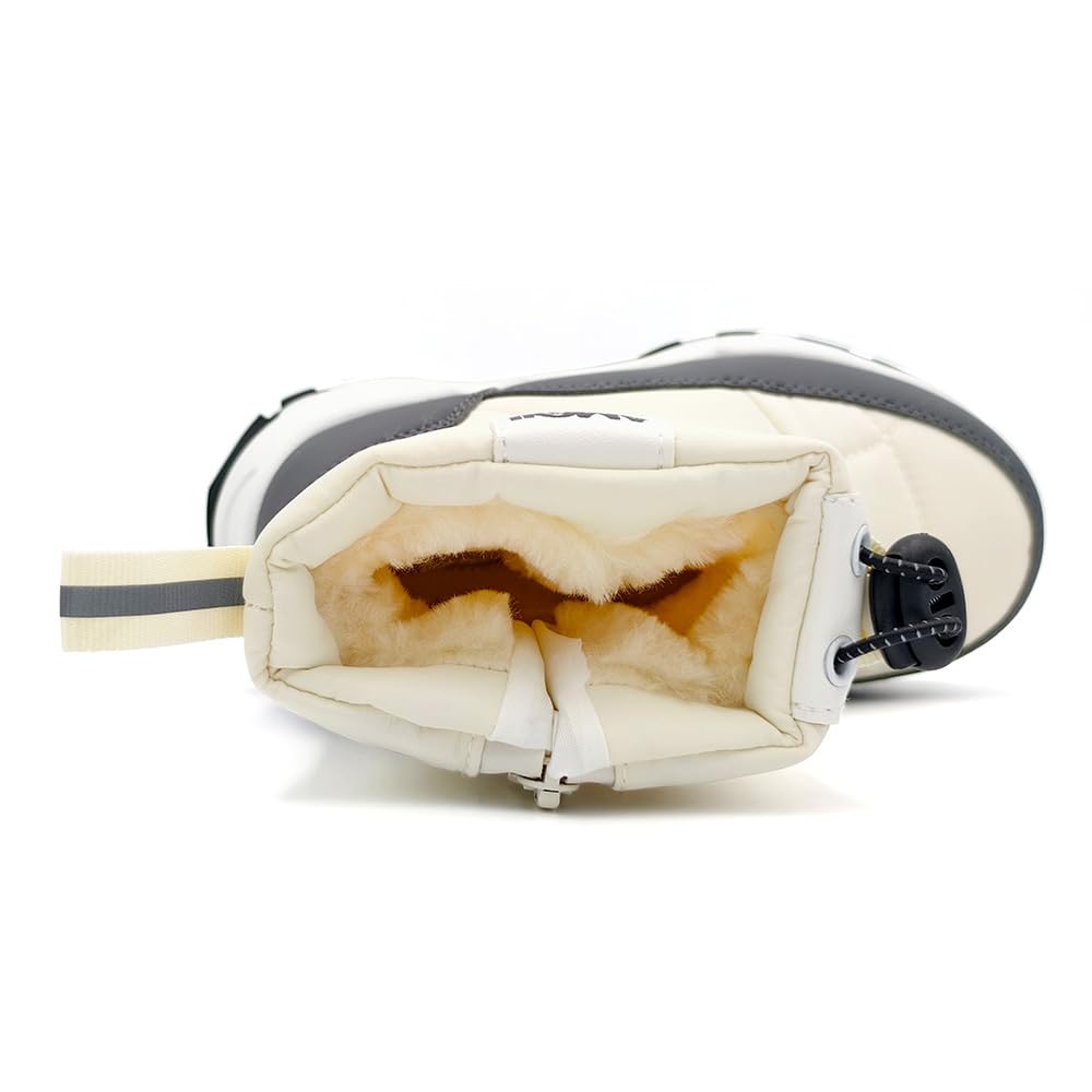 Amozi Snow Long Ski and Boa Cold Size KB9908 Kids' Boots, Snowshoes, Boots, Boots, Girls' Boys', Fabric, Winter, Protection, White, 20.0cm,