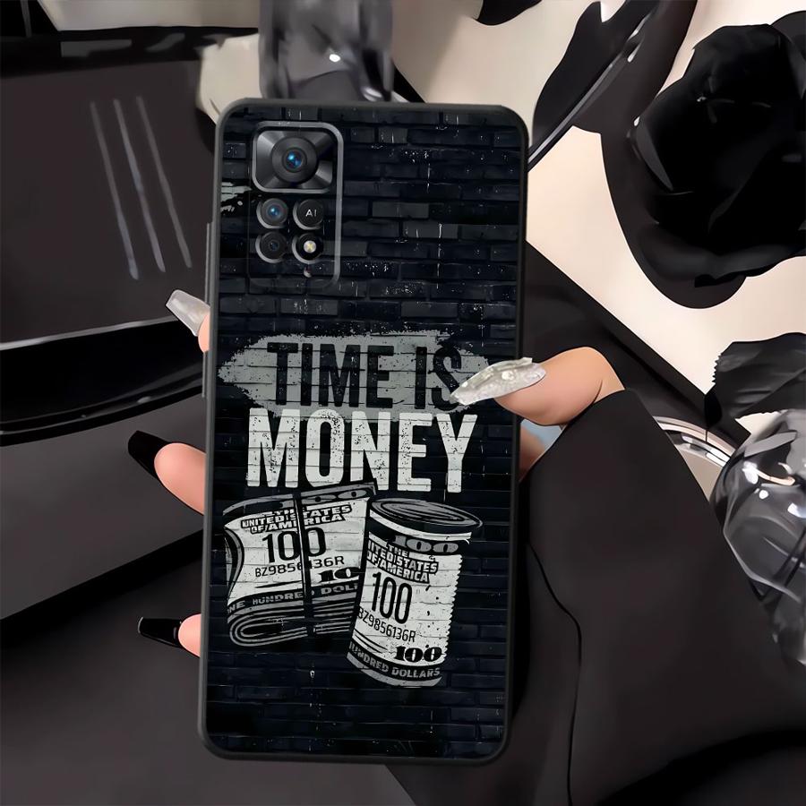 Case for Xiaomi Redmi Note 10S 9S 14 10 11s 12s 7 8 9 11 13 Pro Plus 12 Pro Funda Phone Cover Time Is Money Printed