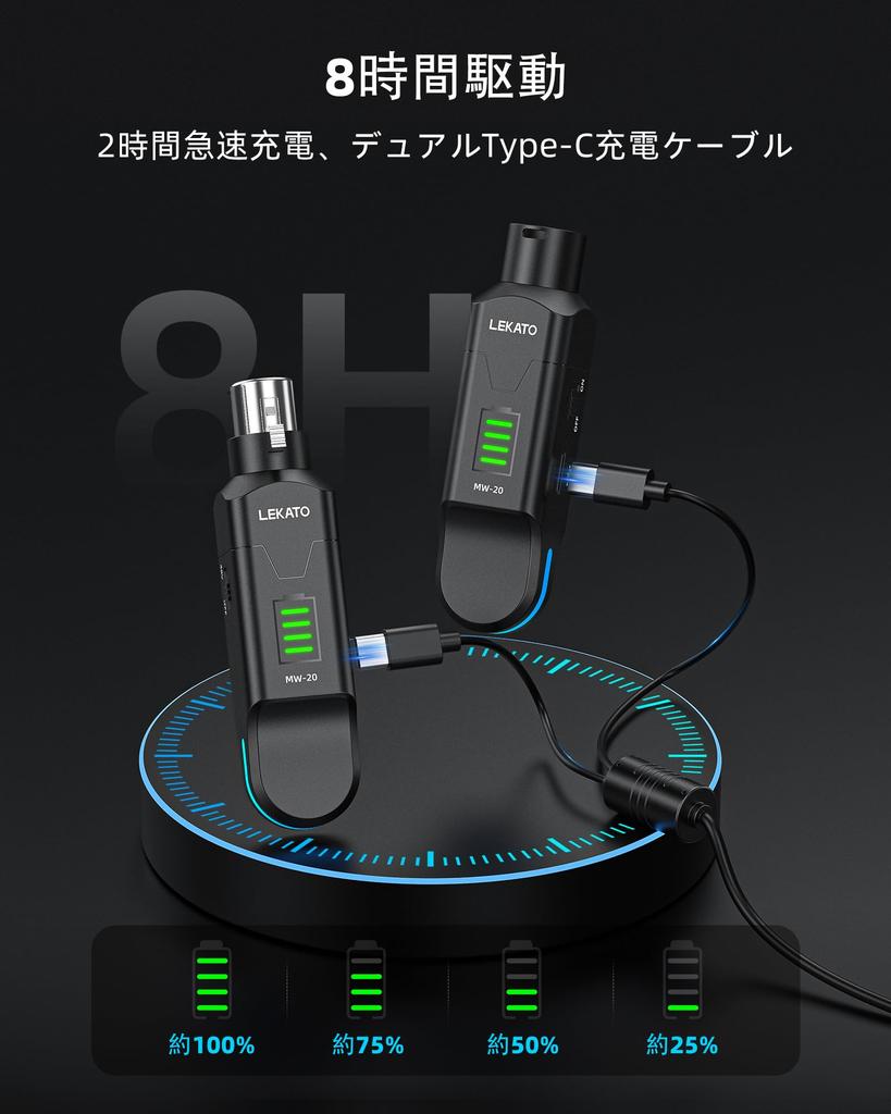 Wireless Microphone Condenser Microphone with 48V Phantom Wireless XLR for Dynamic PA and Audio Mixers System, 2.4GHz Power, Transmitter/Receiver