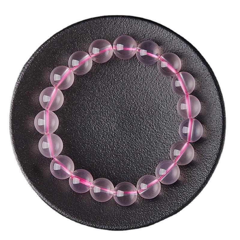 Natural Mozzarella Star Powder Crystal Bracelet Women'S Round Bead Crystal Transparent Hibiscus Stone Powder Crystal Bracelet.
