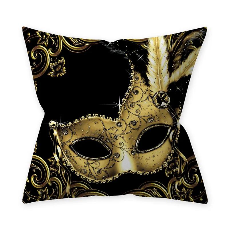 Golden Black Pattern Decorative 45*45CM Cushion Cover Polyester Throw Pillowcase Sofa Home Car Decorative PillowCover