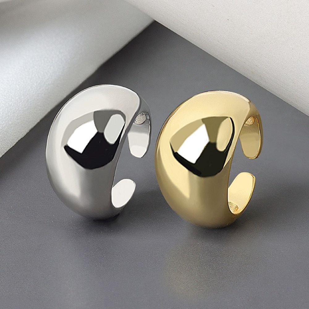 Simple Geometric Silver Gold Finger Ring Big Smooth Rings Women Jewelry Bare Ring Korean Style Ring