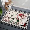 Merry Christmas Indoor Door Mat Gnome Xmas Tree Snowflake Red Black Plaid Front Door Mat Non Slip Washable Entryway Rug