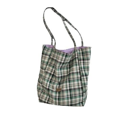 Large Capacity, Minimalist, Single Shoulder Checkered Bag, Lightweight, Commuting Canvas Bag, Double-sided, Dual-use Tote Bag