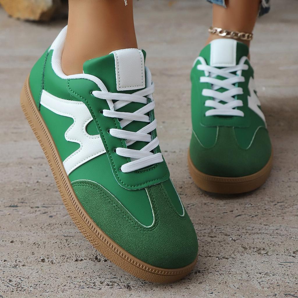 Fashion Lightweight Comfortable Sneakers for Women Fashion Striped Lace Up Sports Shoes Woman Casual Breathable Green Sneakers Plus Size