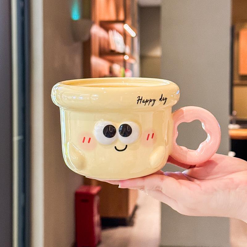 Graduation gift cute hand-painted flower cup for classmates, teacher ceramic cup coffee water cup mug souvenir gift