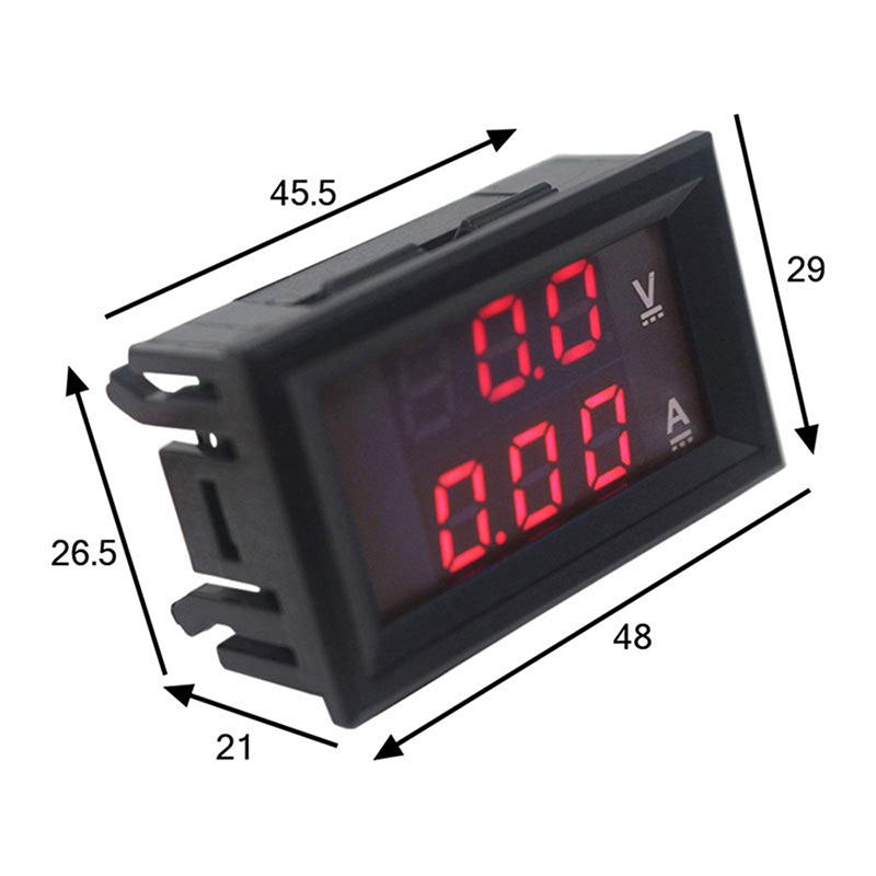 Dual Display Voltage Detector Current Meter Panel Amp Volt Gauge 0.28" Red Blue LED DC 0-100V 10A Digital Voltmeter Ammeter