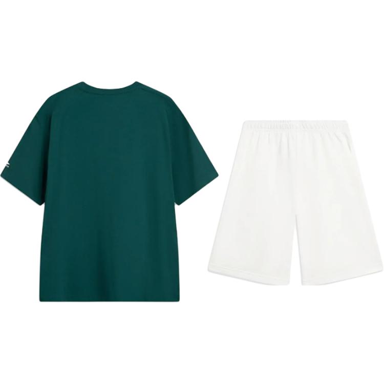 Li Ning Letter Print Fashion Simple Comfortable Versatile Round Neck Pullover Short Sleeve T-Shirt Casual Sports Set Unisex Tops AHSV151-5+AKST593-7