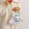 New Cute Bunny Plush Bag Lolita Element Shoulder Bag Kawaii Princess Sweet Pearl Chain Crossbody Bags Long-Eared Rabbit Purse