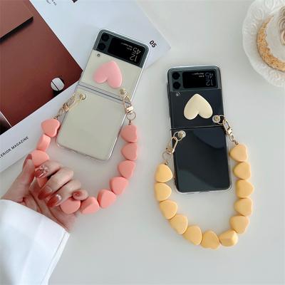Korean Big Love Bracelet Chain Phone Case For Samsung Galaxy Zflip 5g Zflip 3 Z Flip 4 Clear Shockproof Bumper Soft Back Cover
