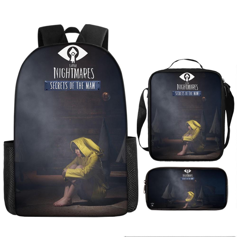 Luxury Popular Novelty Little Nightmares 3D Print 3pcs/Set pupil School Bags Laptop Daypack Backpack Lunch bag Pencil Case