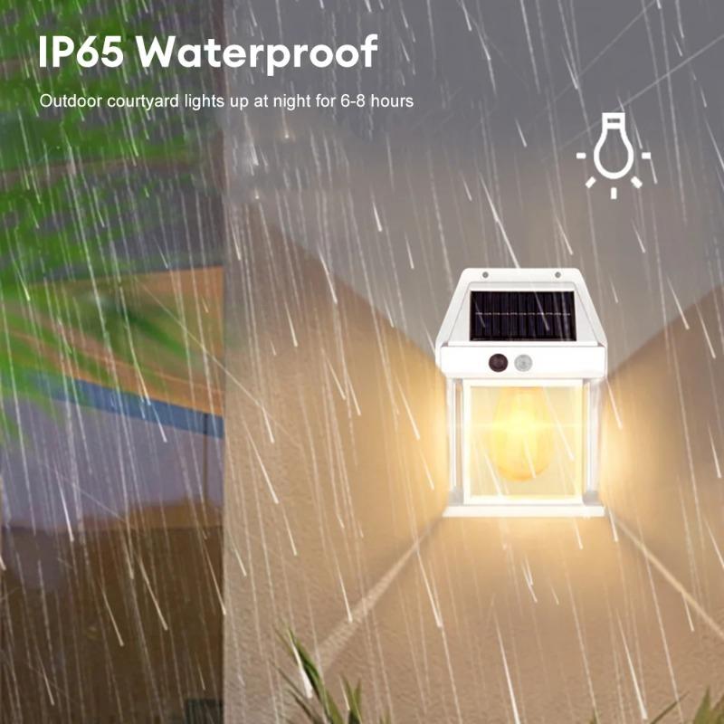 Lampada da parete a filamento di tungsteno solare, lampada da cortile, lampada da notte a LED impermeabile per esterni, giardino, luce illuminante