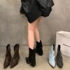 Women's Ankle Boots Chunky Heel Pointed Toe Short Boots 2026 New Spring Autumn Brown Cowboy Boots Woman Ladies Shoes Botas Mujer