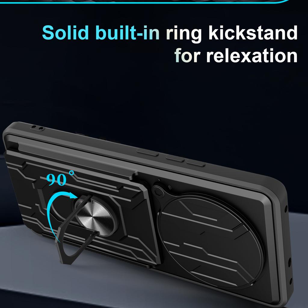 For Realme 14 Pro 5G Case PC+TPU Kickstand Phone Back Cover with Camera Slider