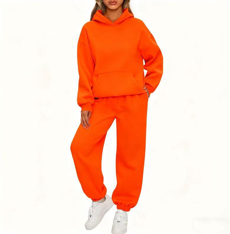 

Жіночий повсякденний костюм-двійка: худі з капюшоном та штани, європейсько-американський стиль, осінь-зима 2025 XXL помаранчевий/червоний