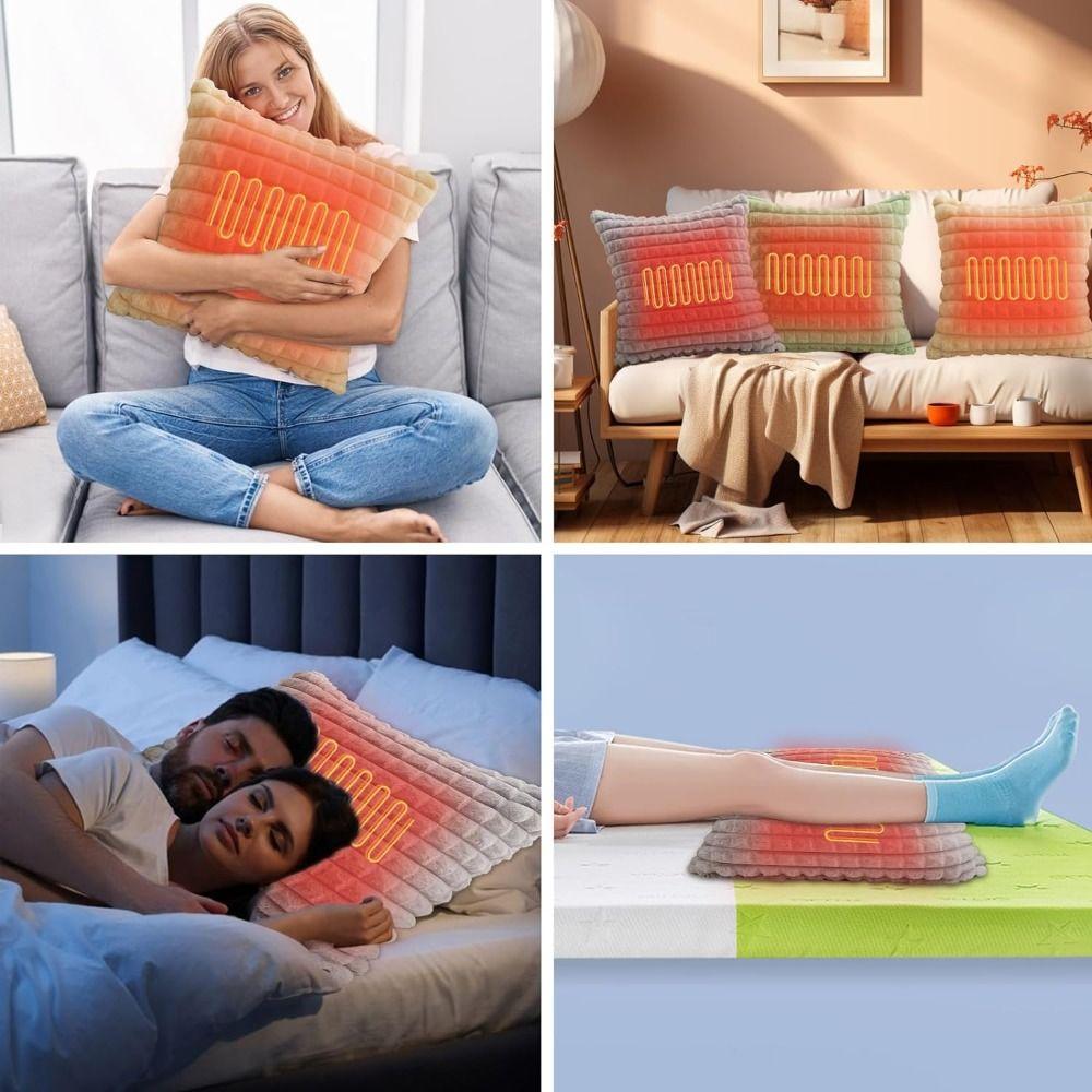 Washable Heate Cushion Super Soft Chair Sofa Throw Pillow Heating Plush Pillow  Home Office