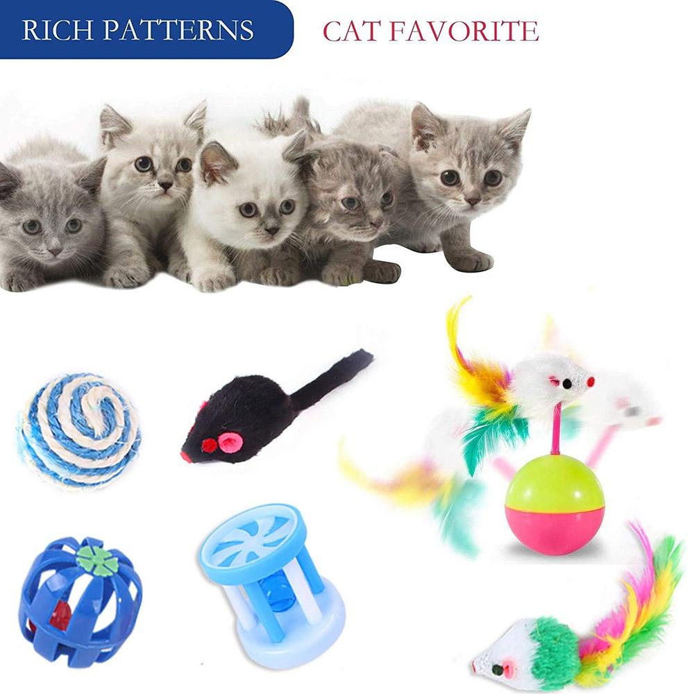 20Pcs/Set Cat Toys Set with Collapsible Rainbow Tunnel Interactive Cat Feather Mouse Crinkle Balls Toy