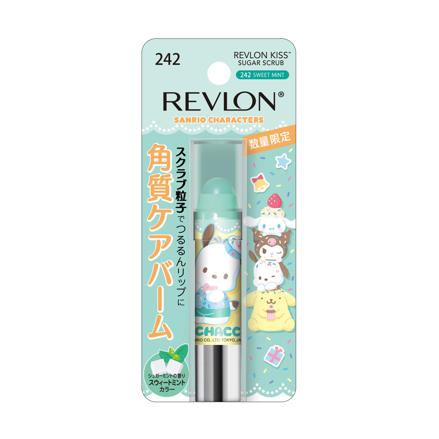 

Revlon Kiss Sugar Scrub, Sanrio Pochacco, 242, Сладкая мята, Увлажняющий отшелушивающий скраб для губ, 2,6 г