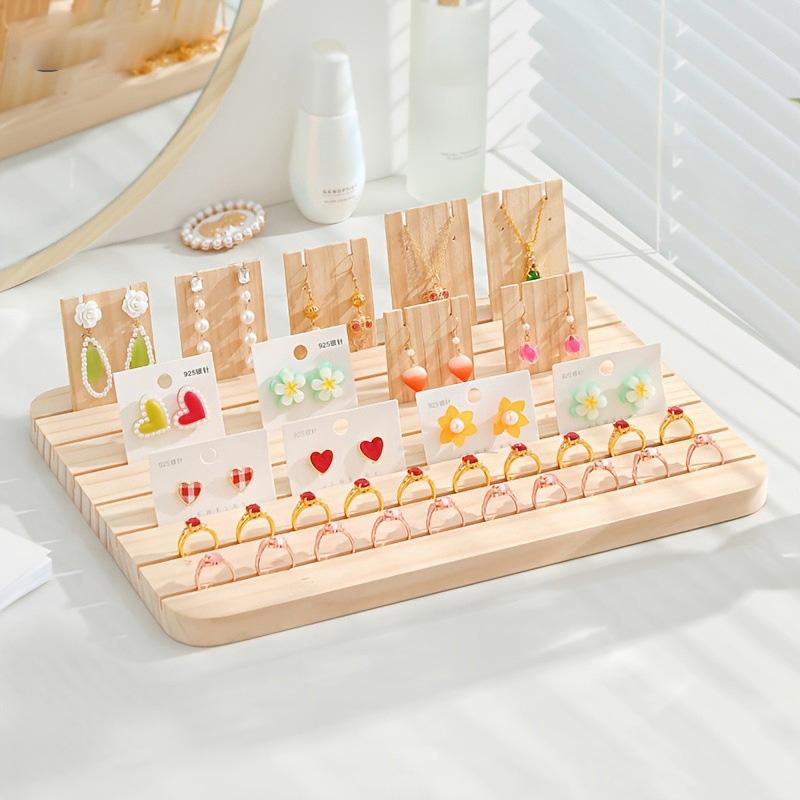 Massivholz Kartensteckplatz Ring-Displayplatte Halskette Ohrringe Schmuck-Displayständer Schmuckaufbewahrung Display-Requisiten