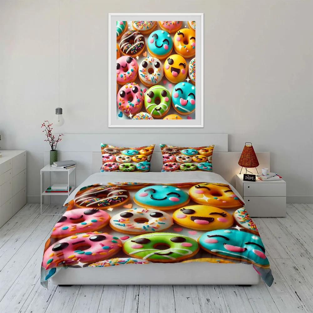 Cute Donut Decoration Bundle Multiple sizes kid's and adults' bedroom Exquisite 3PC bedding set gift