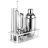 Stainless Steel Cocktail Shaker Set Bartender Kit Plastic Rack
