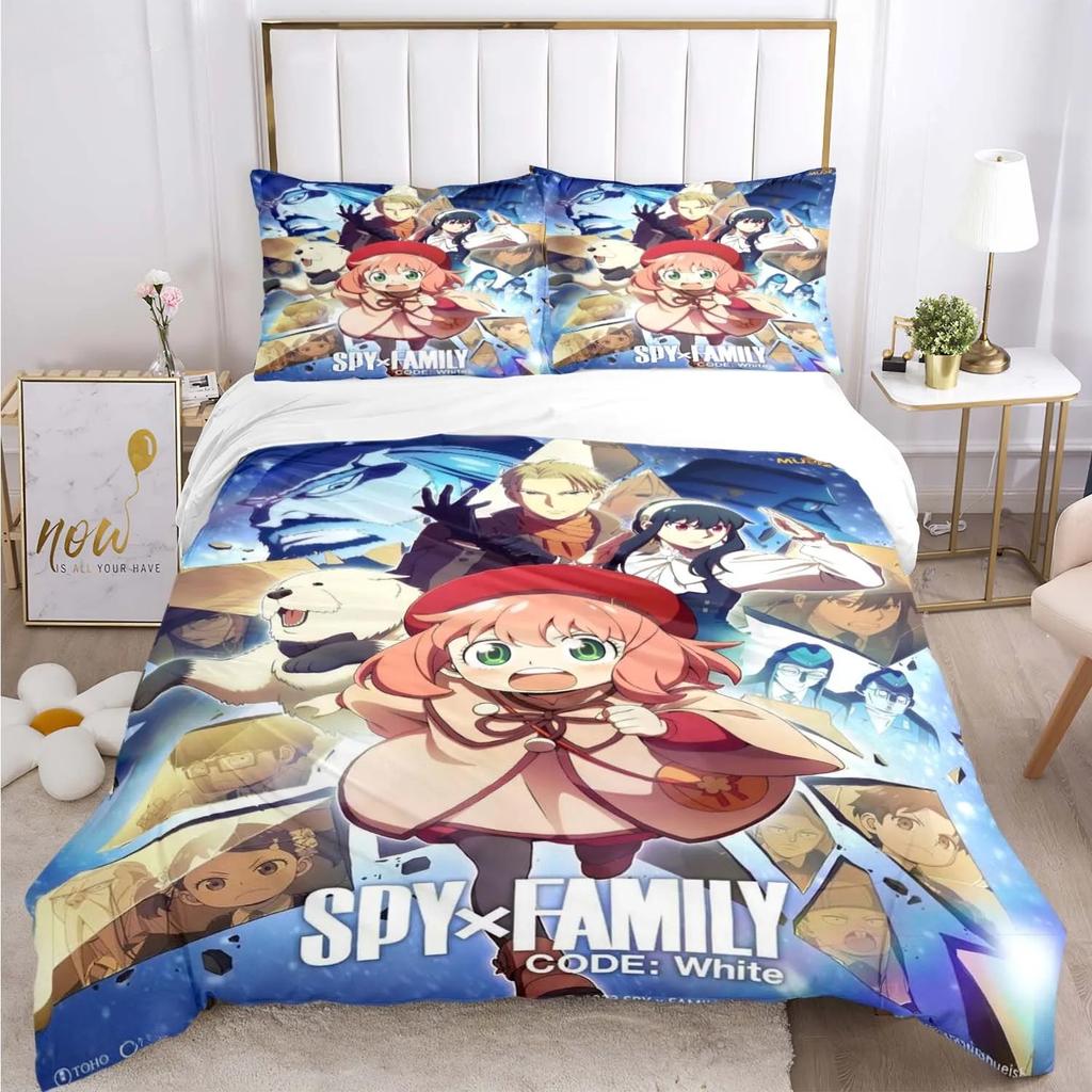 Cute spy x family Cartoon All Season Duvet Cover Comforter Bedding Set Soft Quilt Cover and Pillowcases Single/Double/Queen/King