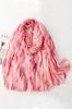 Women' Scarf with Pink Waves and Metallic Shine 180X90