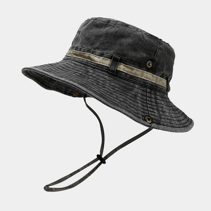 1 ks Sluneční klobouk Boonie Klobouk Washed Bucket Hat Skládací Outdoorový Klobouk na Rybaření Lov s Popruhem Nastavitelný Podbradní Pásek pro Muže a Ženy