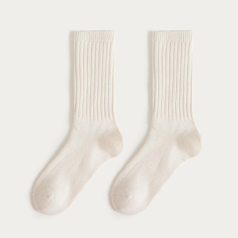 Wool Socks, Women's Mid-calf Socks, Autumn and Winter Thickened and Fleece Warm Cashmere Long Socks, Deodorizing Pile Socks