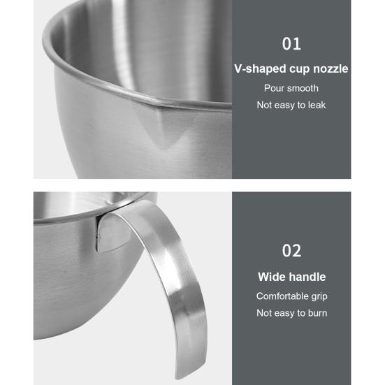 304 Stainless Steel Measuring Cup with Handle Scale Large Capacity Multifunction Egg Liquid Mixing Bowl Kitchen Supplies