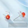 Schöne Elch-Ohrstecker Silber Ohrstecker zur Dekoration 3 Paar Rotes Weihnachtsdesign
