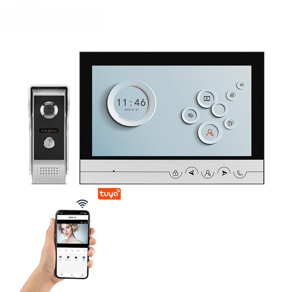 Smart Video Intercom WiFi 9 Inch Monitor with Doorbell Camera Wired Video Door Phone Intercom System for Villa Apartment